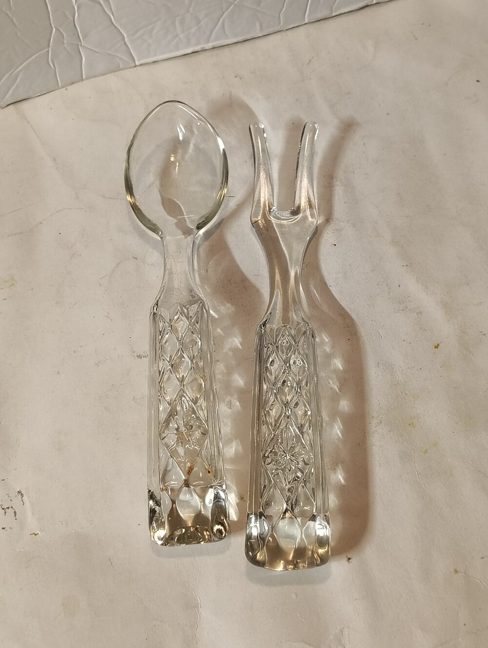 Vintage Fostoria Pattern Glass Salad Serving Set Spoon Fork MCM